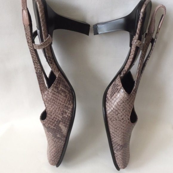 Worthington Square Toe Soft Lavender/Grey Skin Slingback Heels - Picture 4 of 15